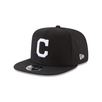 Black Cleveland Indians Hat - New Era MLB High Crown 9FIFTY Snapback Caps USA0569321